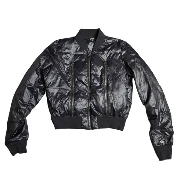 Alo Off Duty Black Women's Bomber Jacket Size: S - Picture 2 of 6